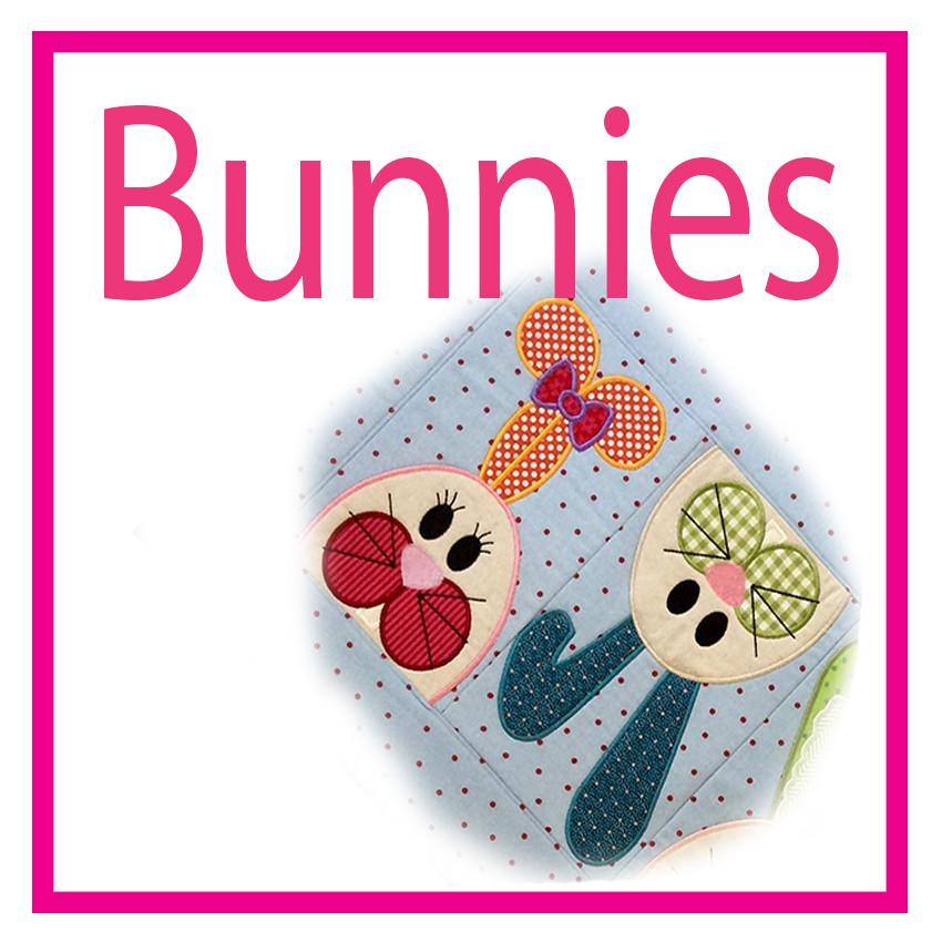 Bunny Face With Flowers Applique Embroidery