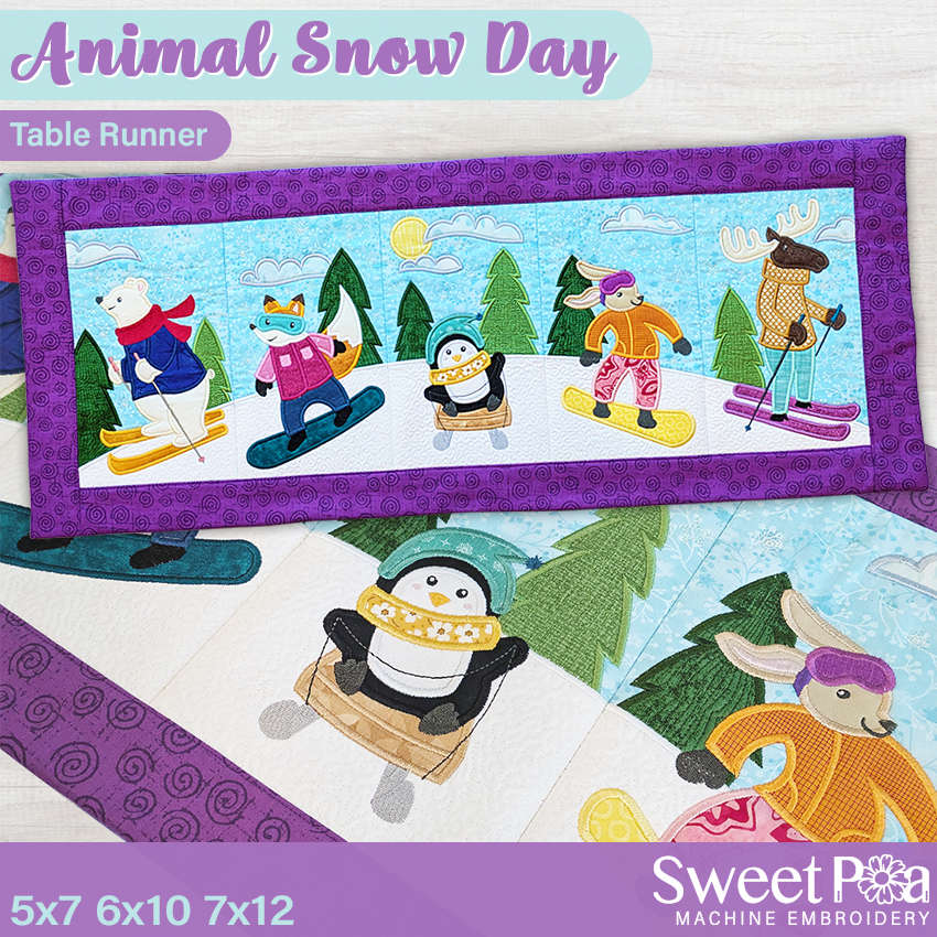 Animal Snow Day Table Runner