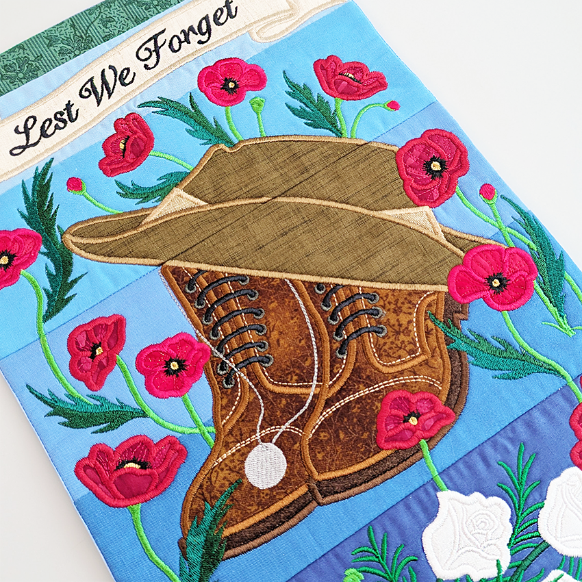 Australian and New Zealand Memorial Hanger In the hoop machine embroidery designs