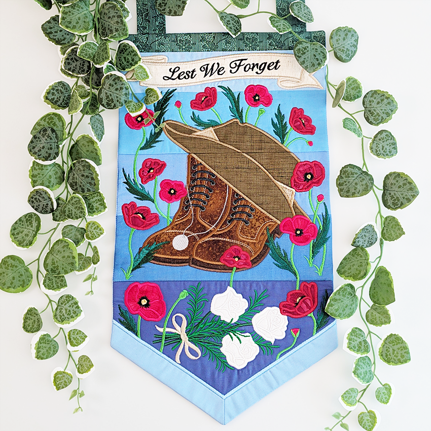 Australian and New Zealand Memorial Hanger In the hoop machine embroidery designs