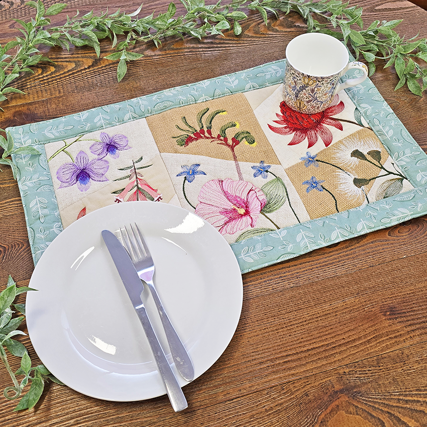 Australian Flowers Cushion In the hoop machine embroidery designs