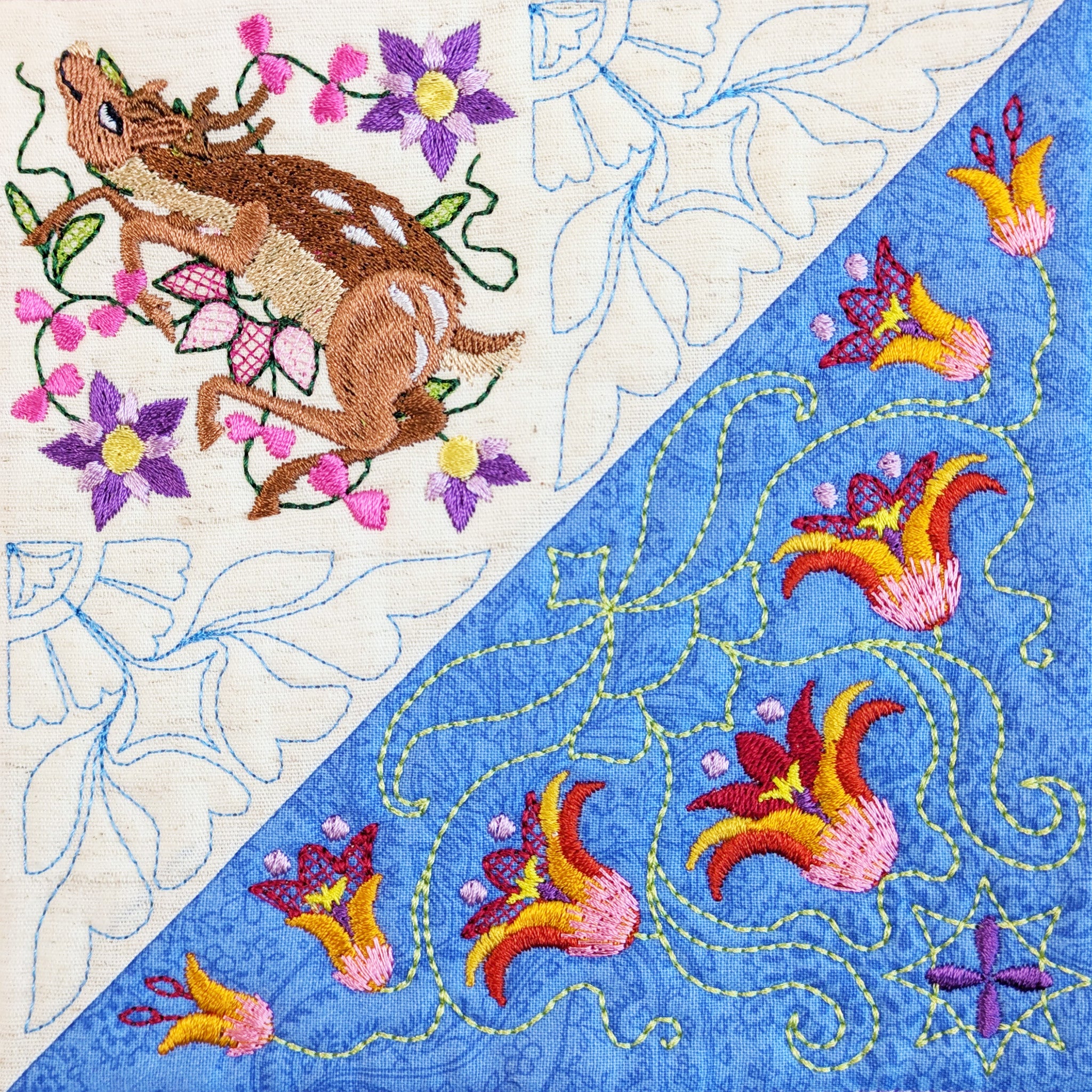 BOM Woodland Wonderland Quilt - Block 7 In the hoop machine embroidery designs