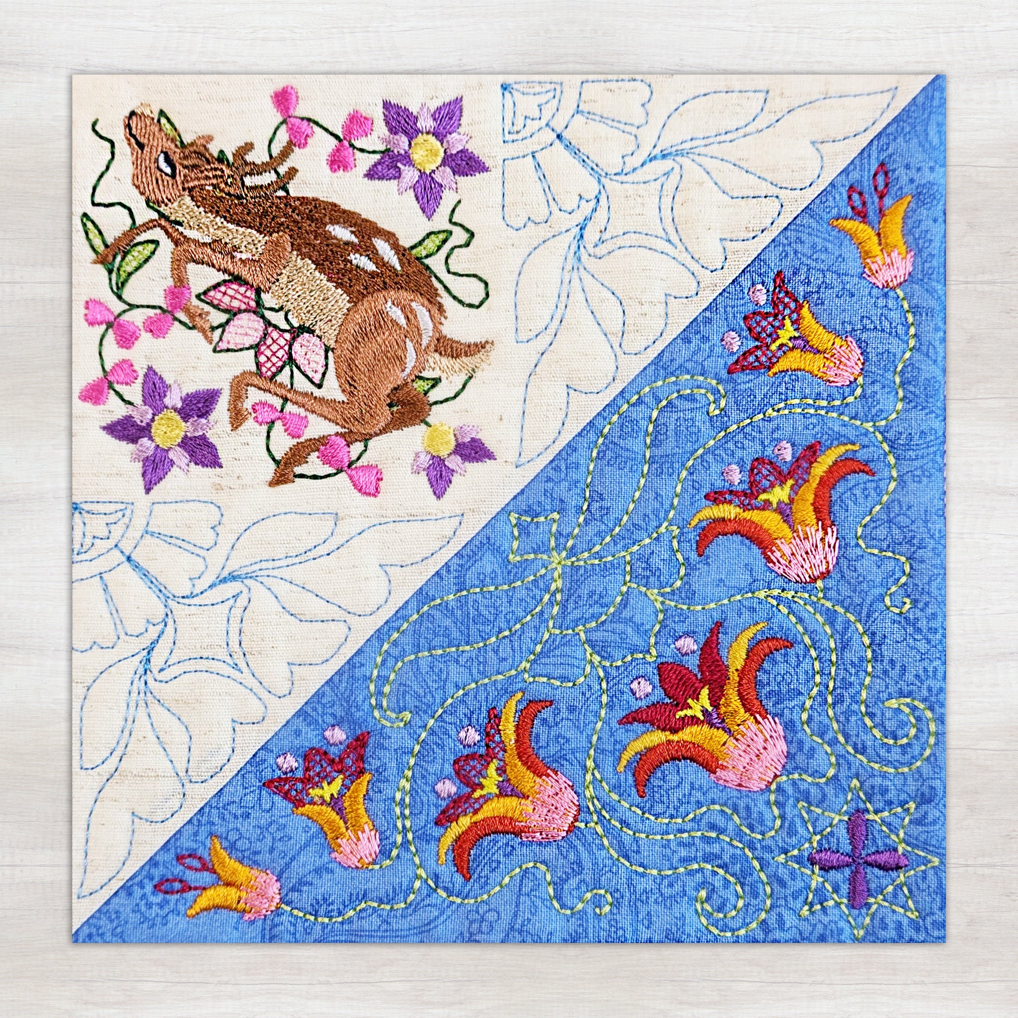 BOM Woodland Wonderland Quilt - Block 7 In the hoop machine embroidery designs