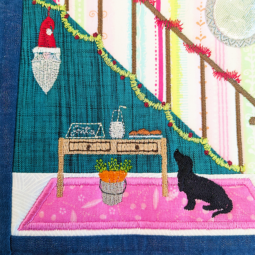 BOW Christmas House Quilt Block 3 close up 1