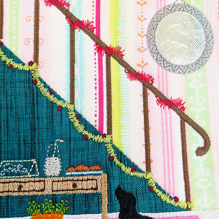 BOW Christmas House Quilt Block 3 close up 2