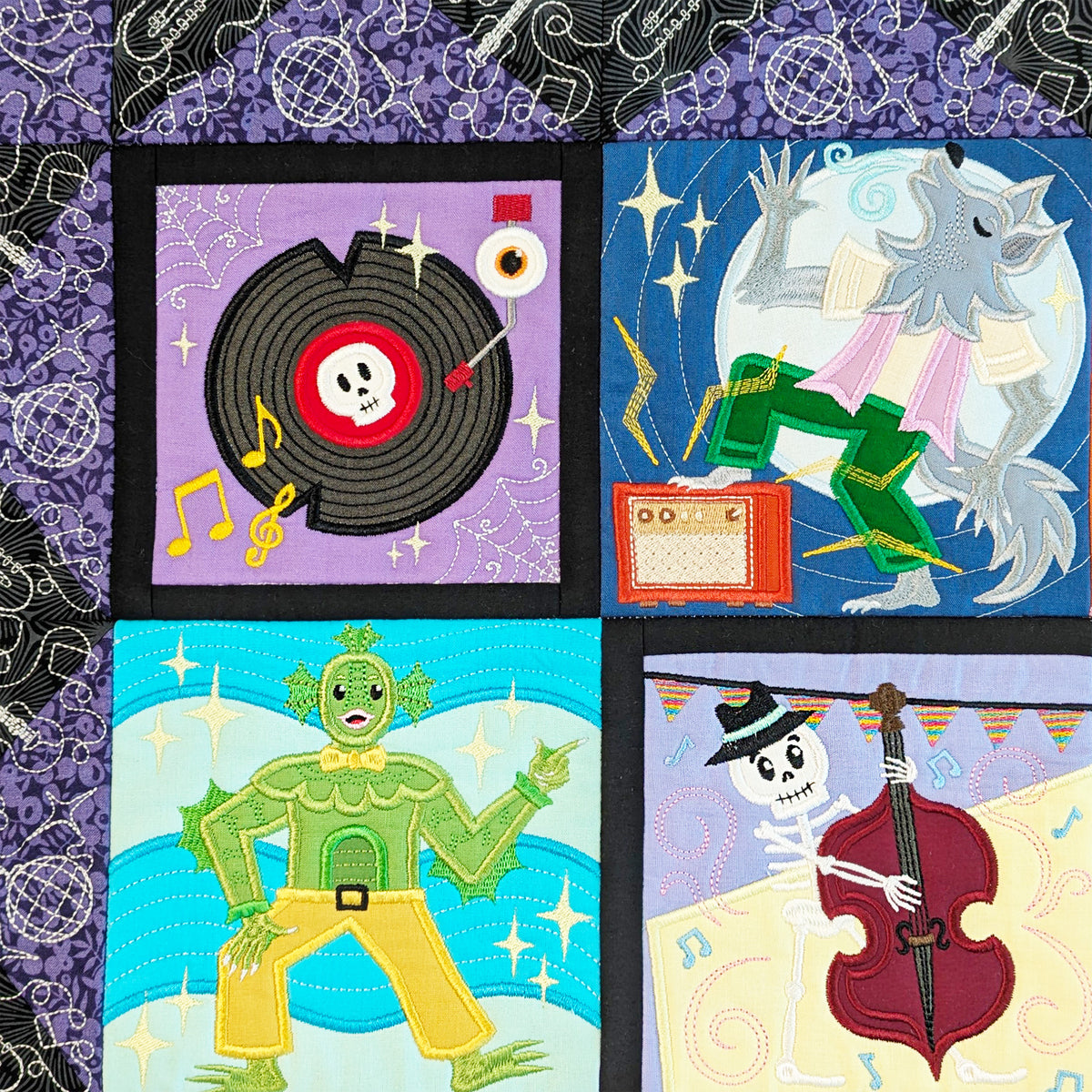 BOW Monster Dance Quilt - Bulk Pack In the hoop machine embroidery designs