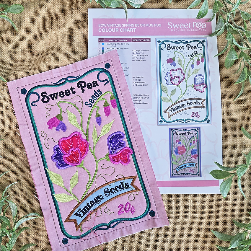 BOW Vintage Spring Quilt - Block 5 In the hoop machine embroidery designs