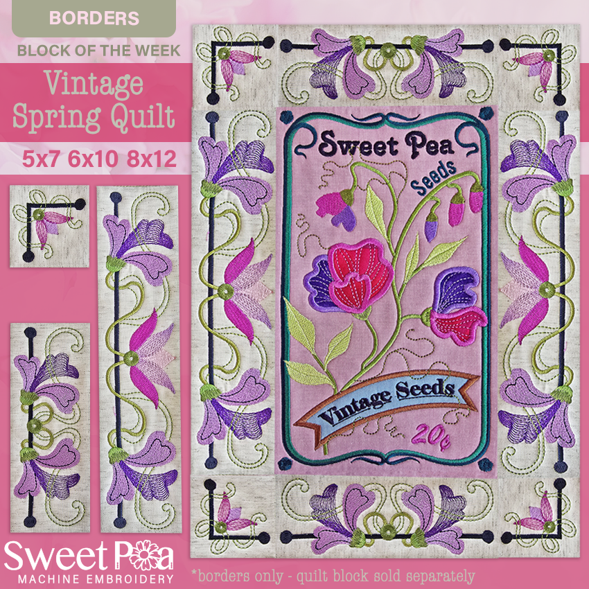 BOW Vintage Spring Quilt - Borders In the hoop machine embroidery designs