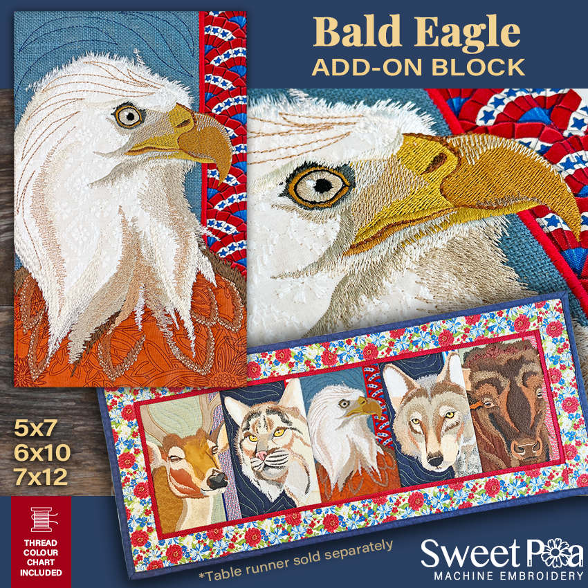 Bald Eagle Add-on Block In the hoop machine embroidery designs