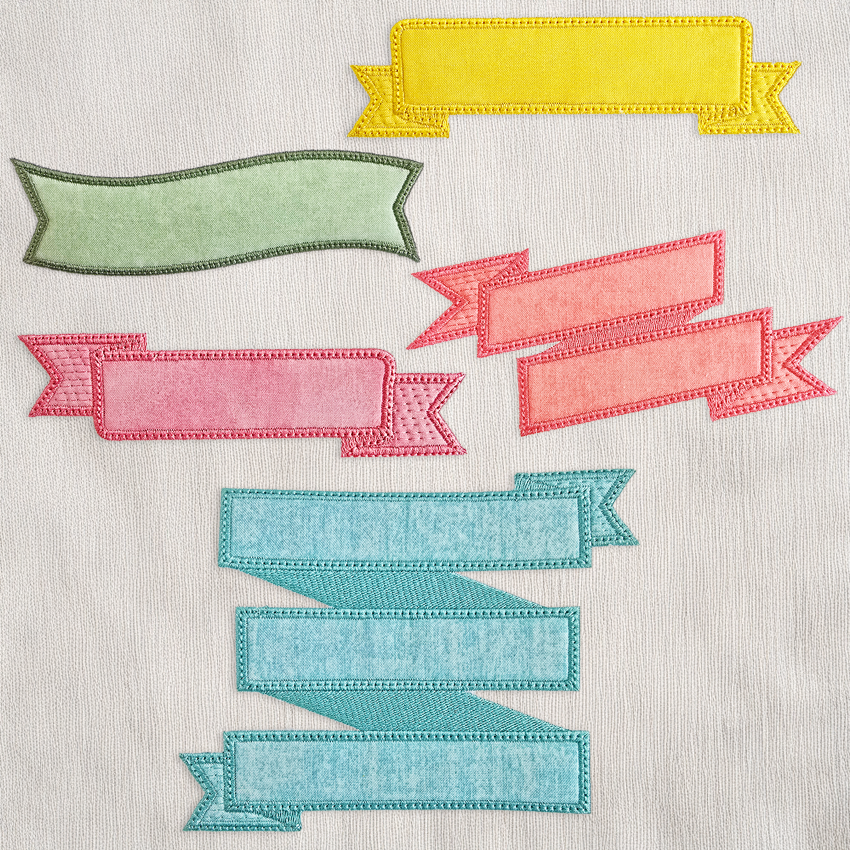 Banner Applique or Quilt Label Set