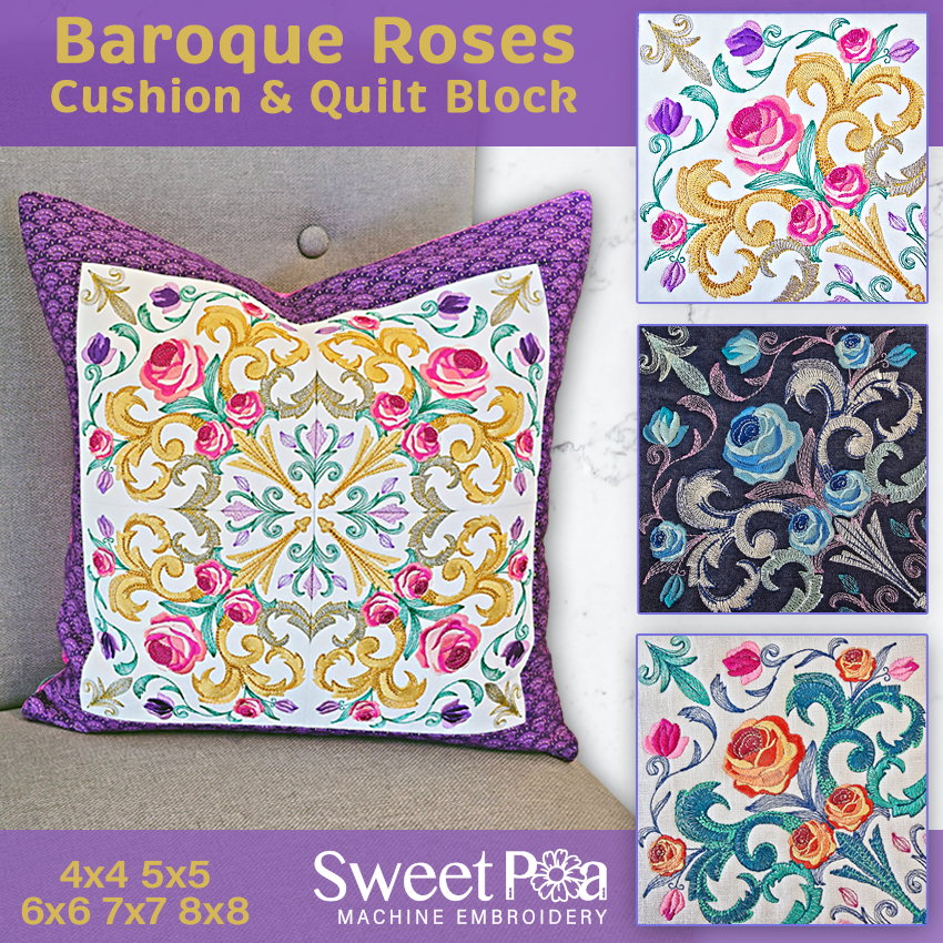 Baroque Roses Cushion & Quilt Block