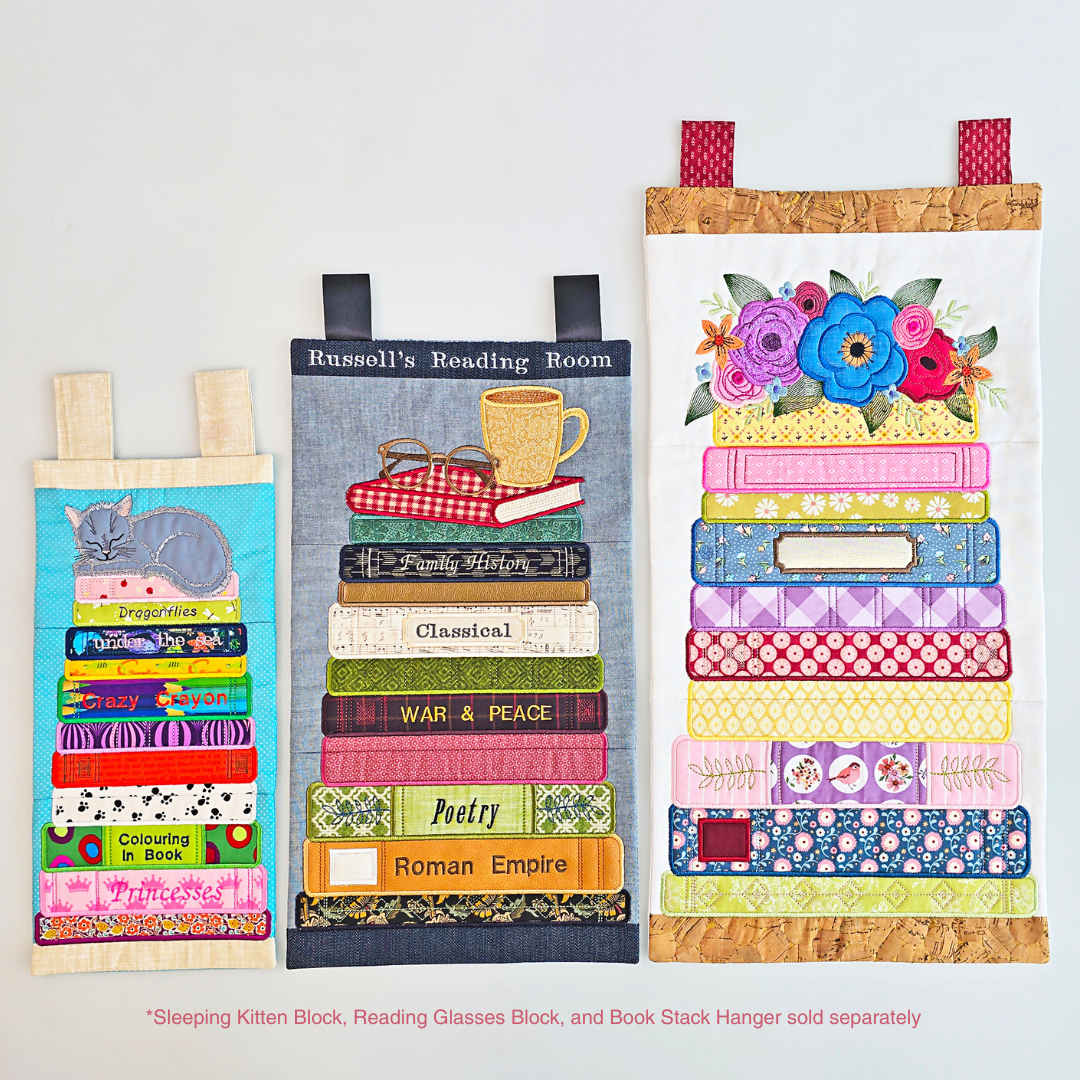 Book Stack Hanger In the hoop machine embroidery designs