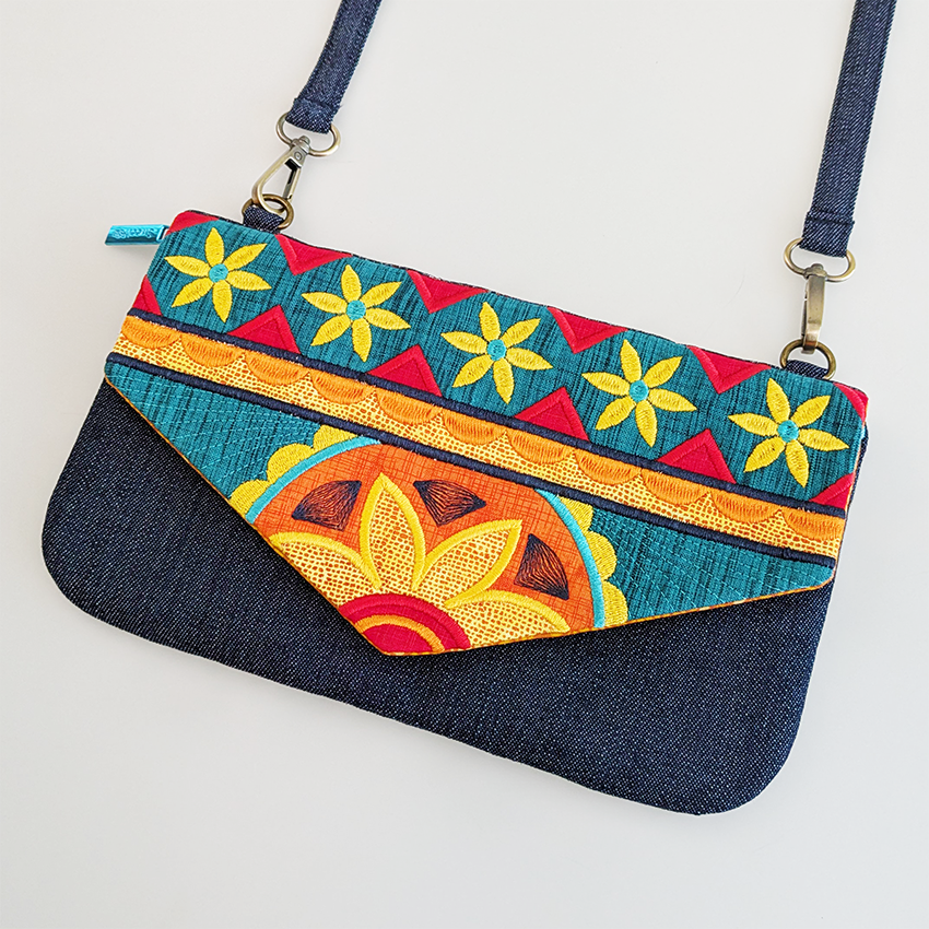 Boho Bloom Clutch In the hoop machine embroidery designs