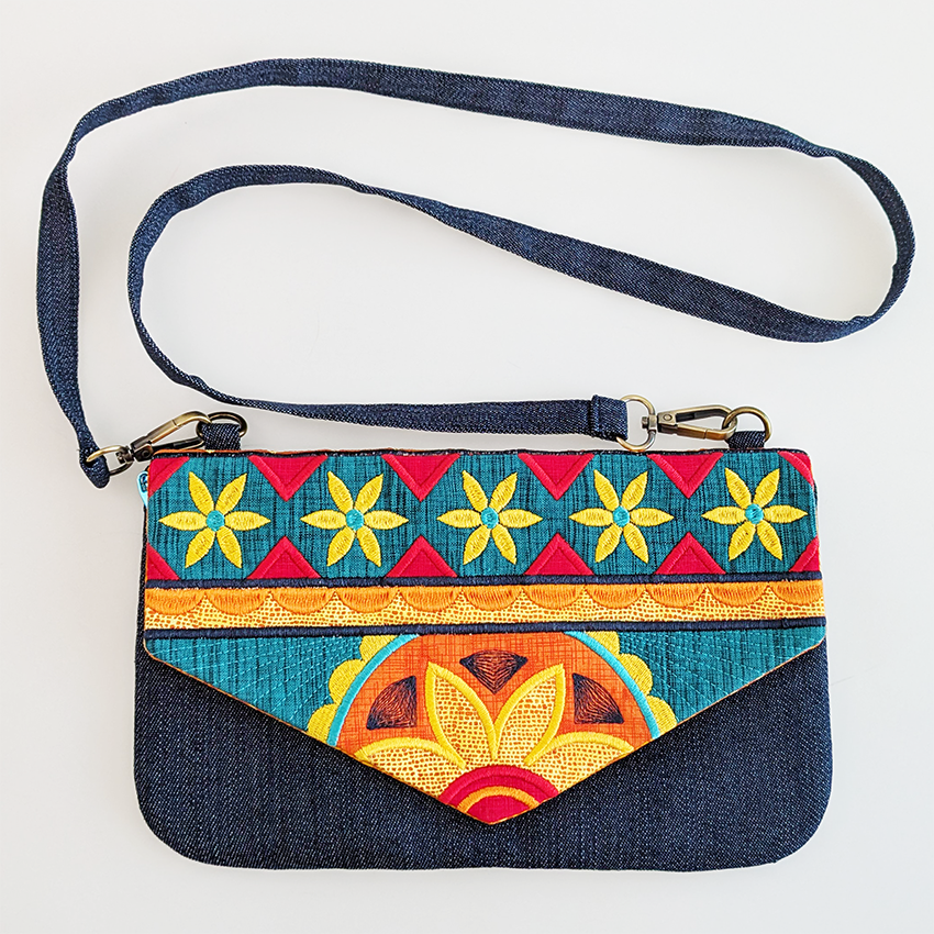 Boho Bloom Clutch In the hoop machine embroidery designs