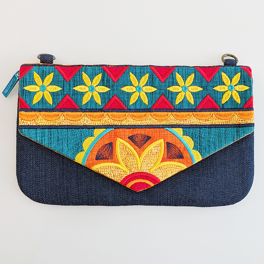 Boho Bloom Clutch In the hoop machine embroidery designs