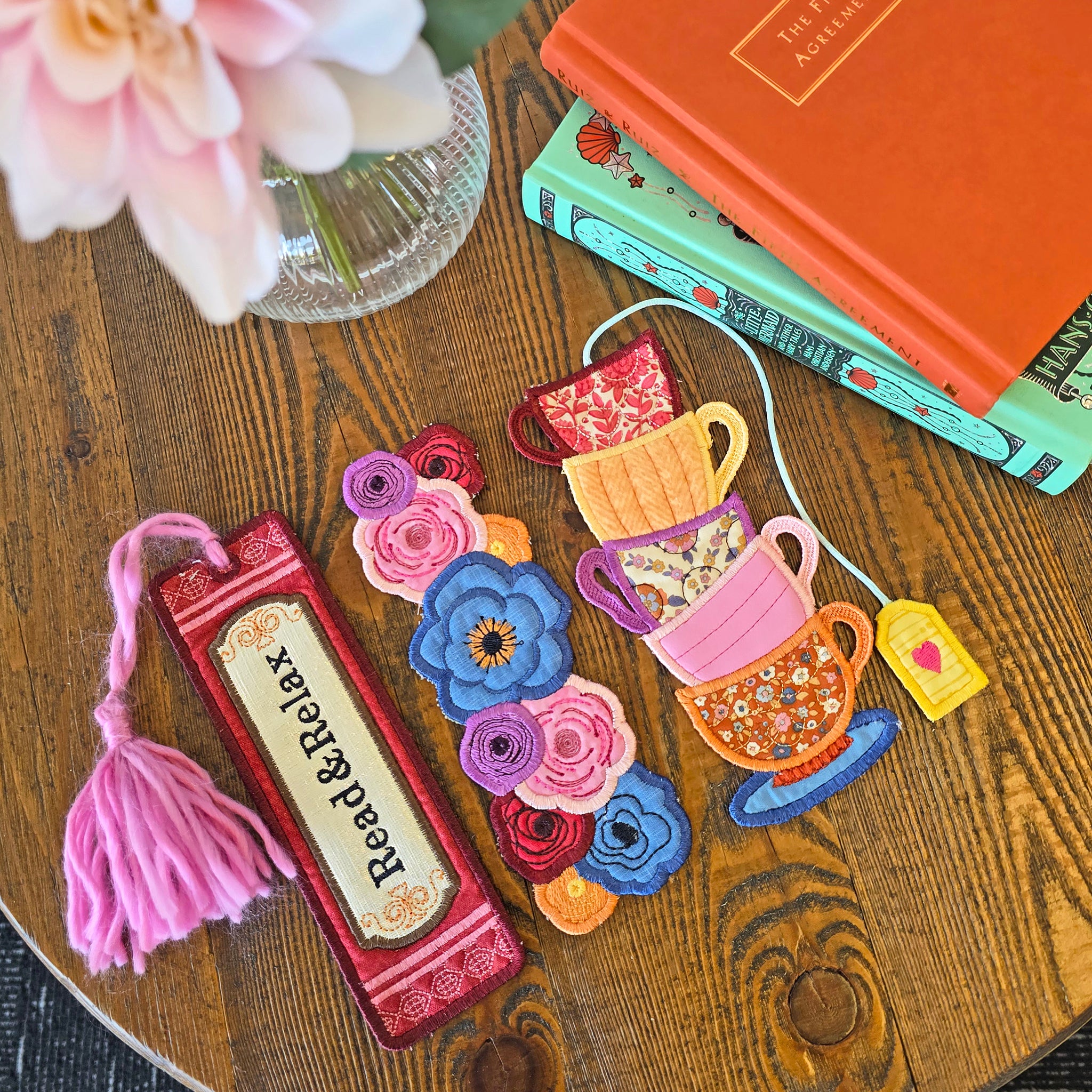 Book Stack Bookmarks In the hoop machine embroidery designs