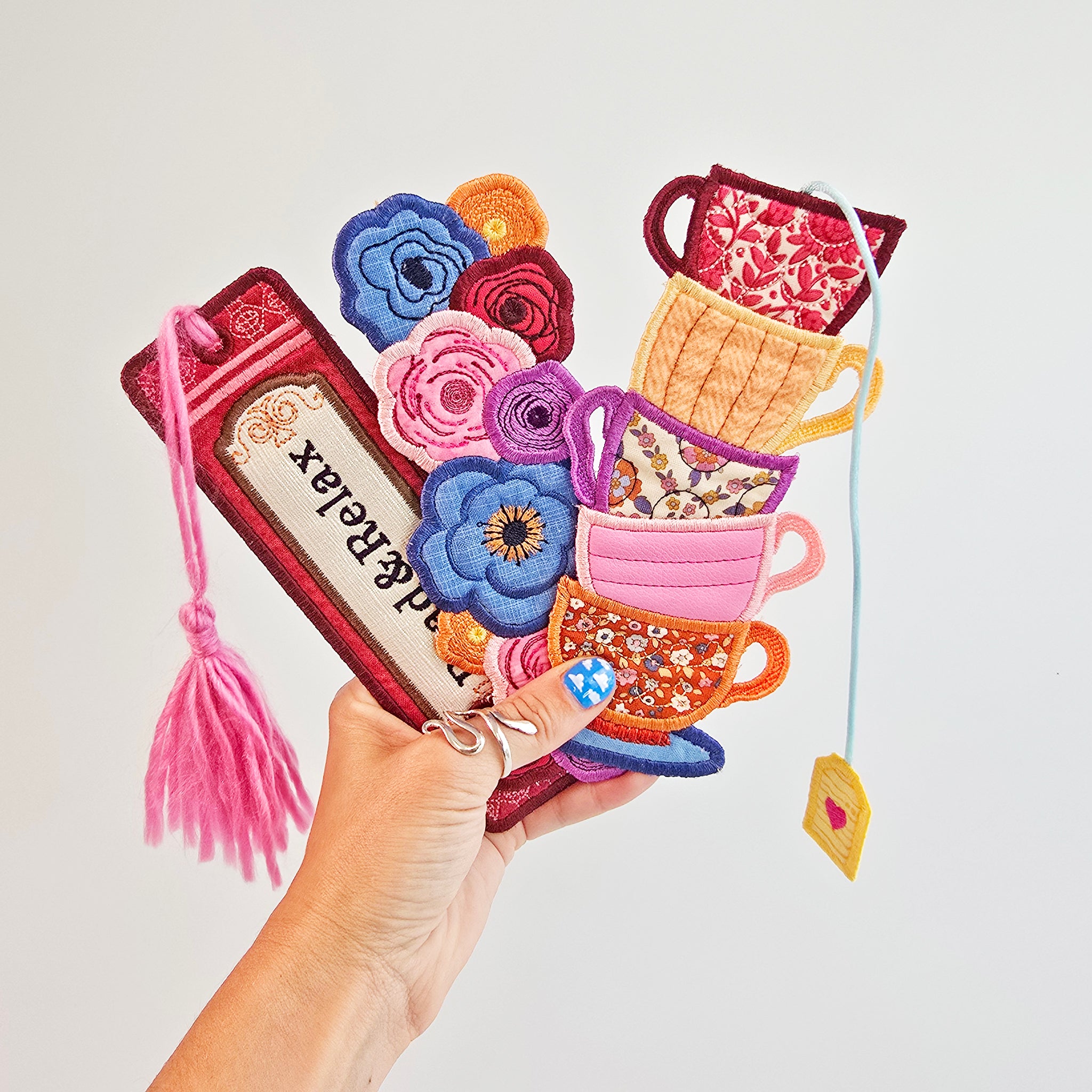 Book Stack Bookmarks In the hoop machine embroidery designs
