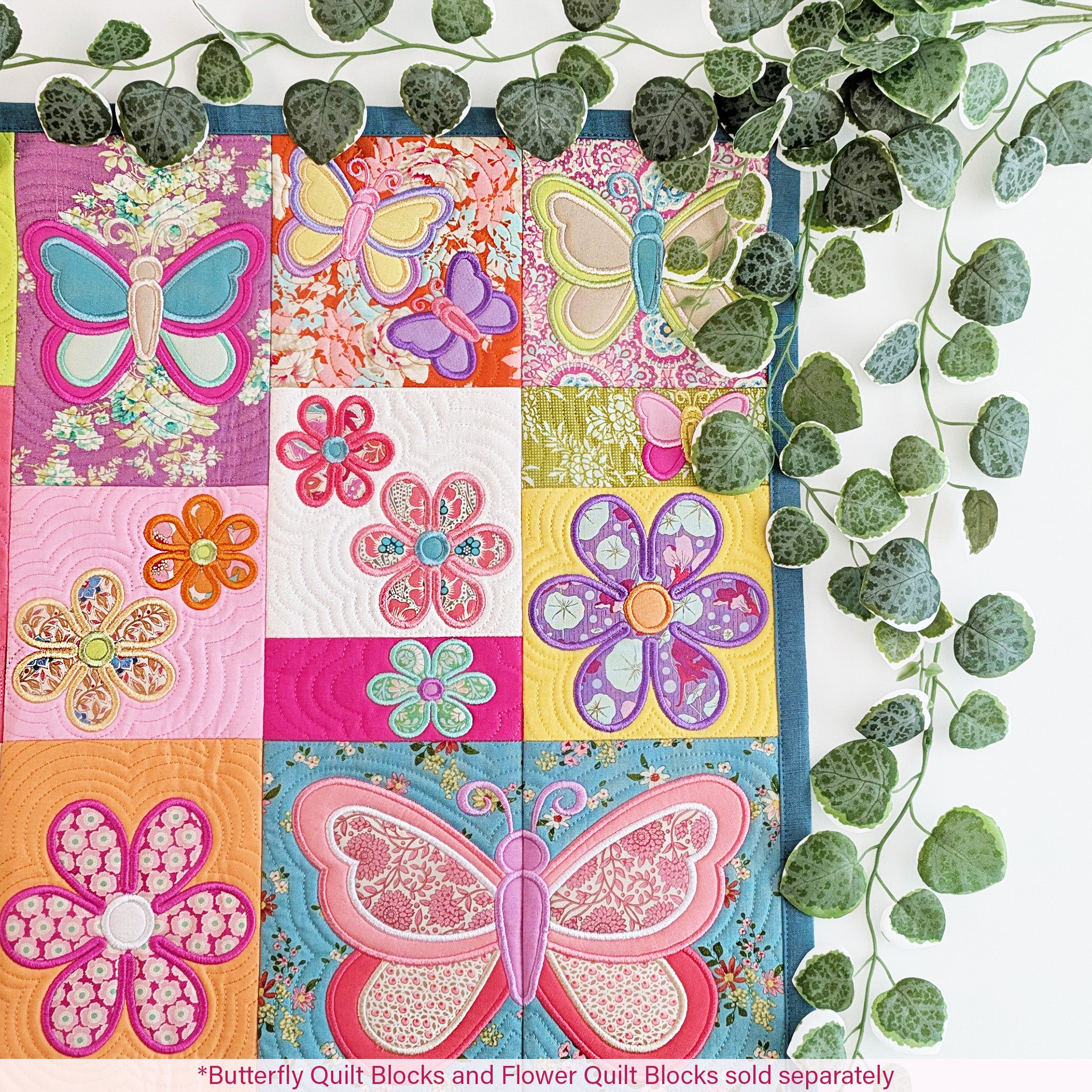 Flower Blocks and Quilt In the hoop machine embroidery designs