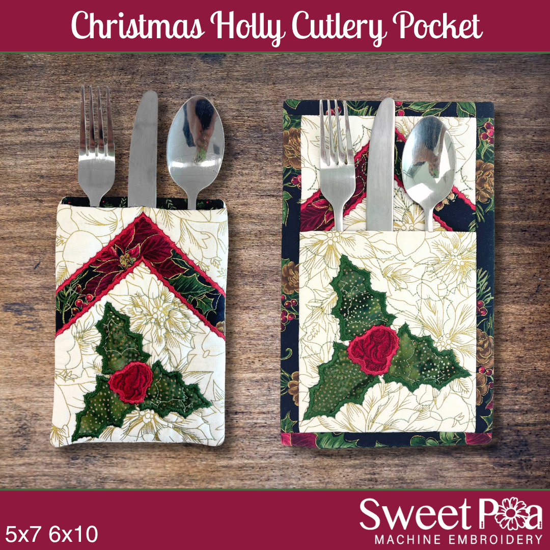 Christmas Holly Cutlery Pocket