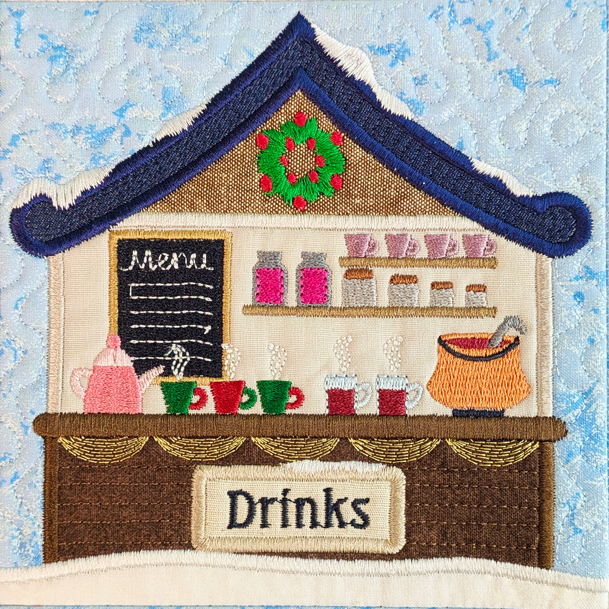 Christmas Market Quilt In the hoop machine embroidery designs