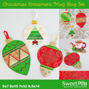 Christmas Ornament Mug Rug Set 5x7 6x10 7x12 9.5x14 - Sweet Pea In The Hoop Machine Embroidery Design