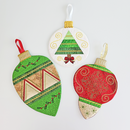 Christmas Ornament Mug Rug Set 5x7 6x10 7x12 9.5x14 - Sweet Pea In The Hoop Machine Embroidery Design