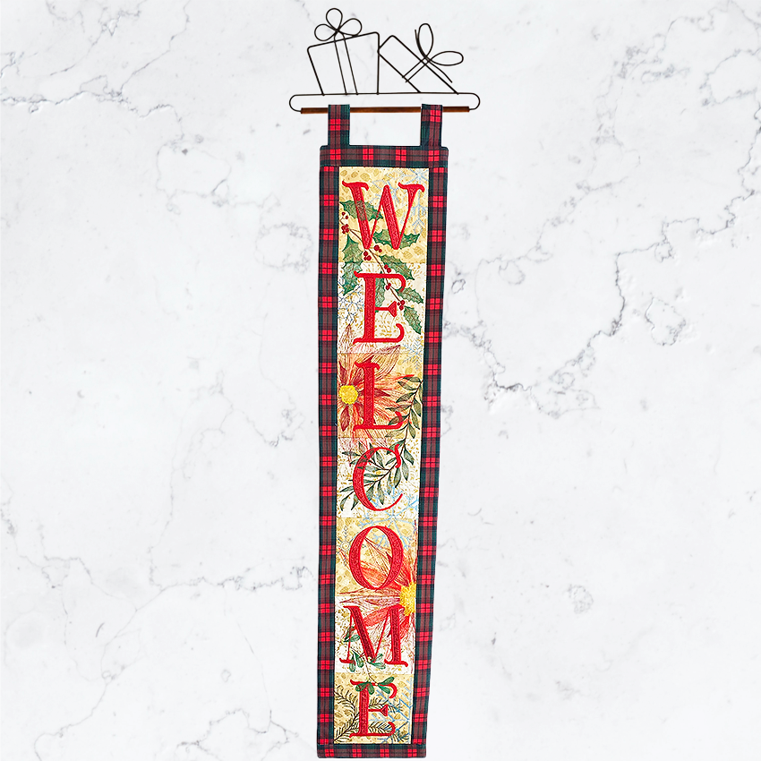 Christmas or Winter Welcome Hanger In the hoop machine embroidery designs