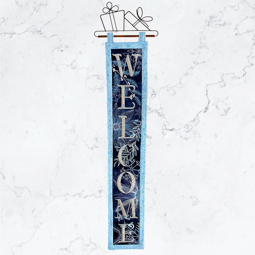 Christmas or Winter Welcome Hanger In the hoop machine embroidery designs