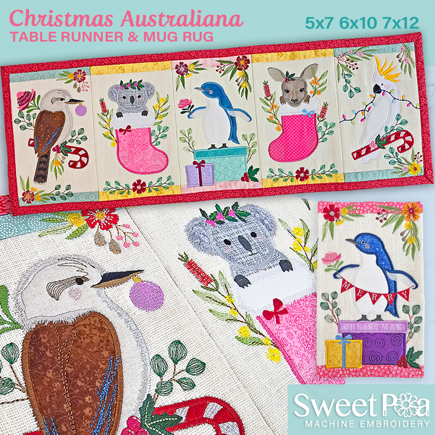 Christmas Australiana Table Runner 5x7_6x10_7x12 ITH Design