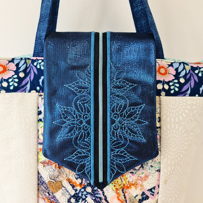 Redwork Zipper Bag Flap
