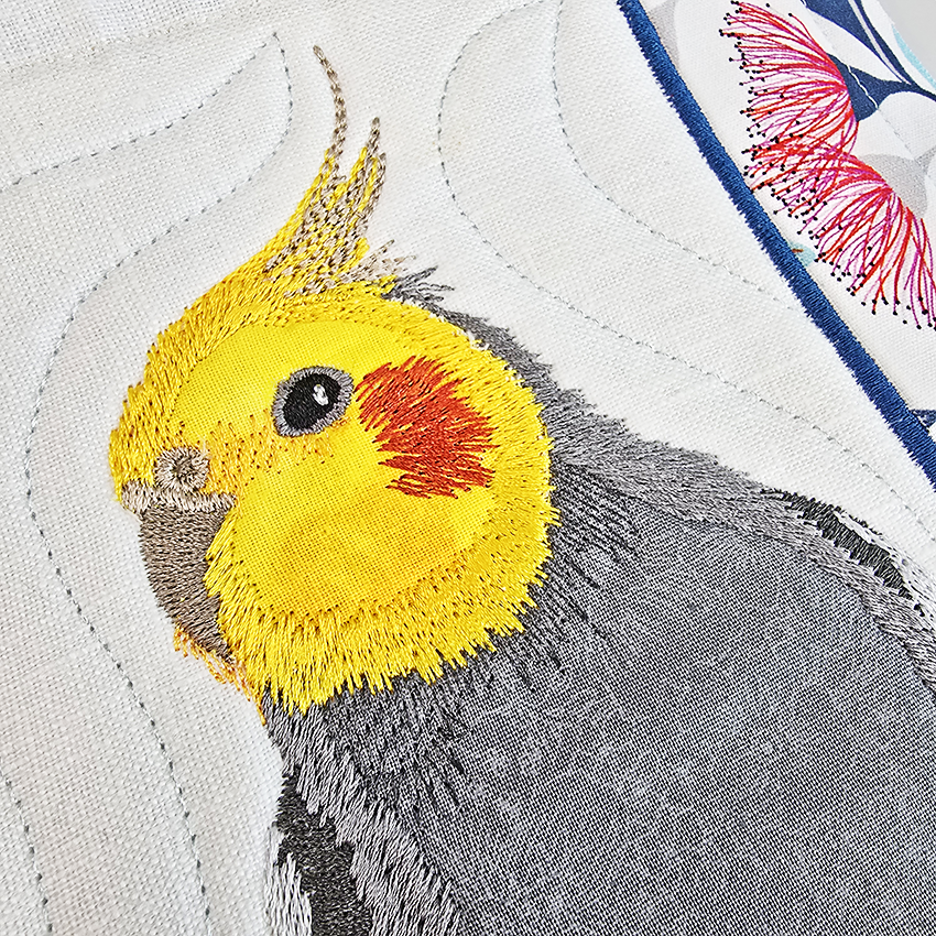 Australian Cockatiel Add-On Block In the hoop machine embroidery designs