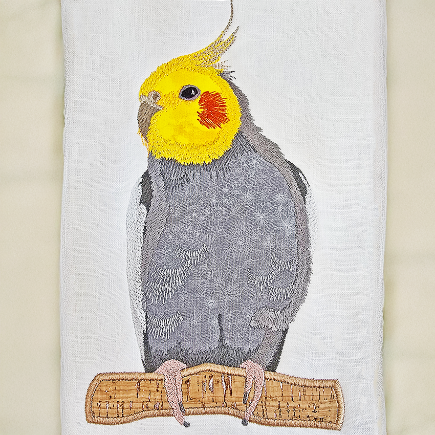 Australian Cockatiel Applique In the hoop machine embroidery designs