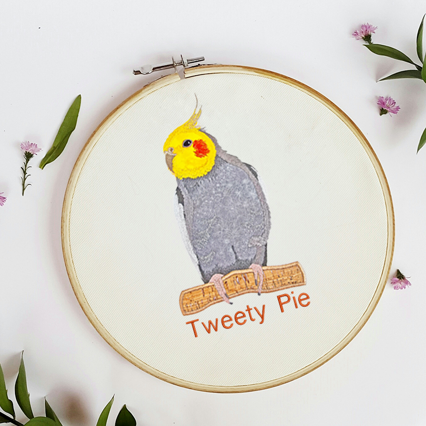 Australian Cockatiel Applique In the hoop machine embroidery designs