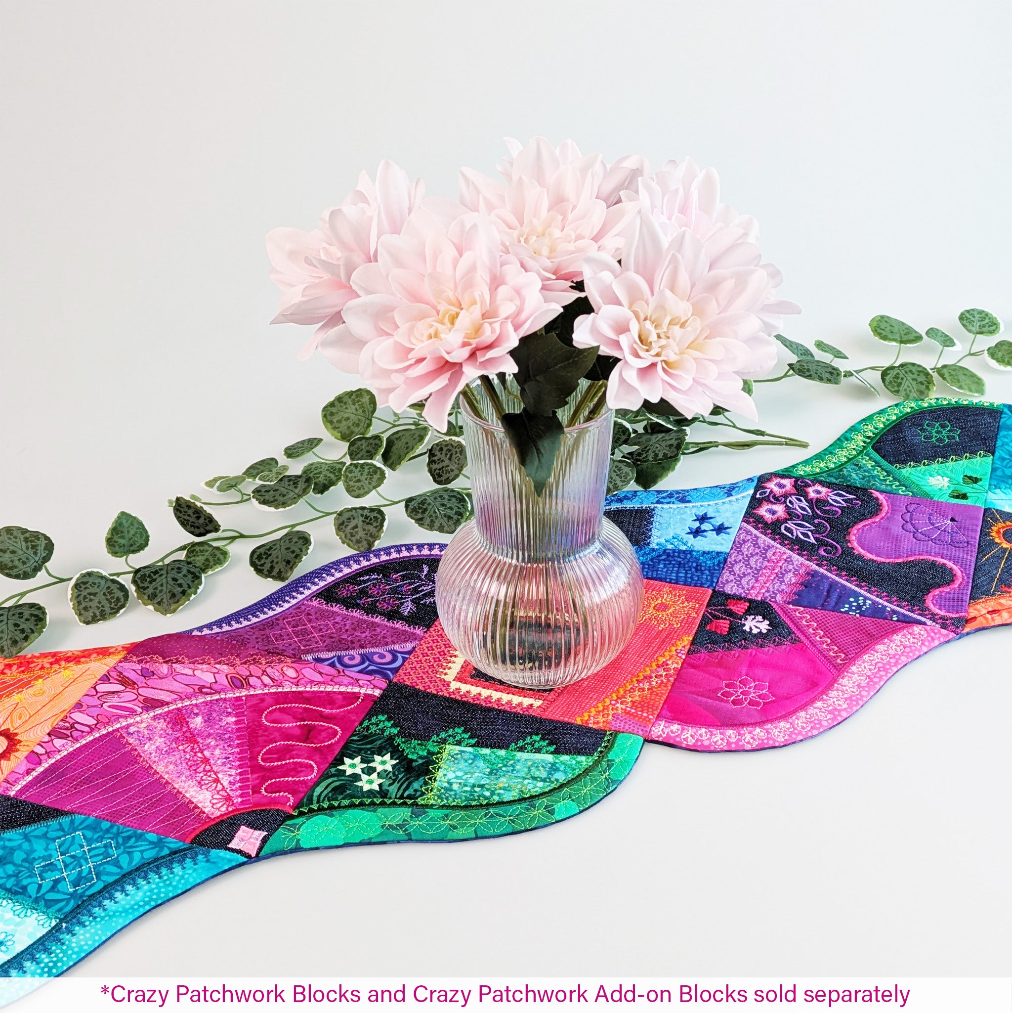 Crazy Patchwork Scallop Edge Add-ons In the hoop machine embroidery designs