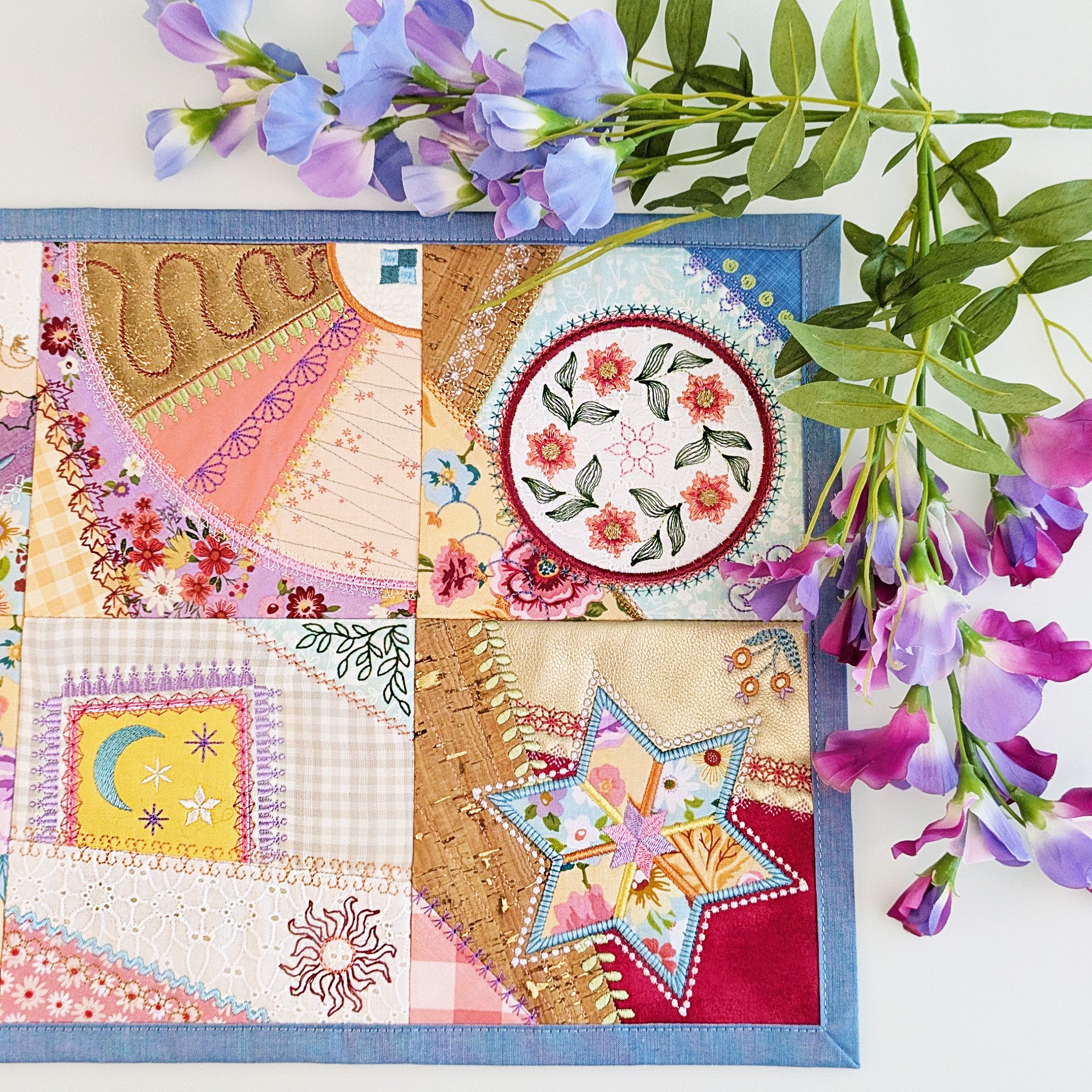 Crazy Patchwork Runner In the hoop machine embroidery designs