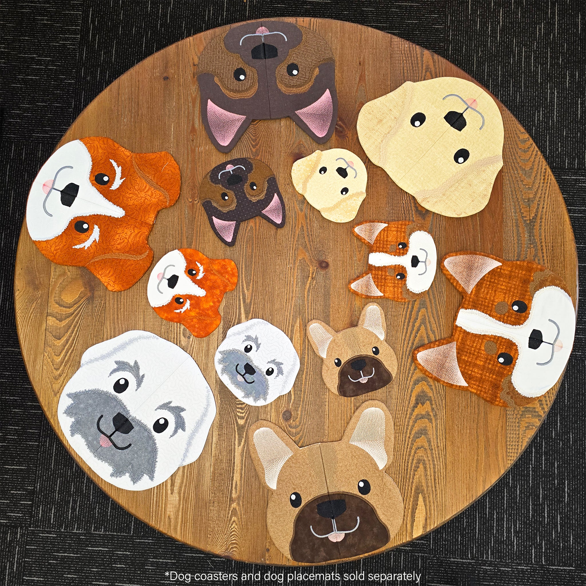 Dog Placemats In the hoop machine embroidery designs