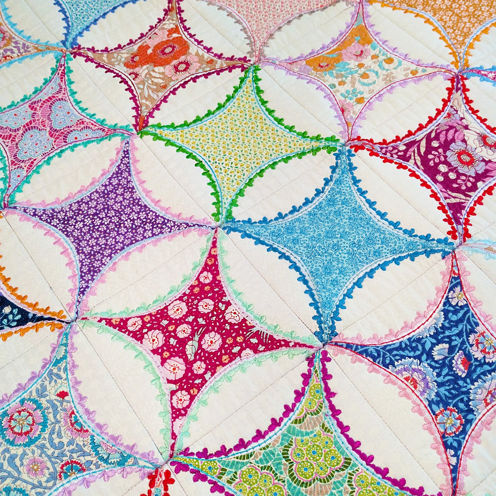 Designer Cathedral Windows Quilt In the hoop machine embroidery designs