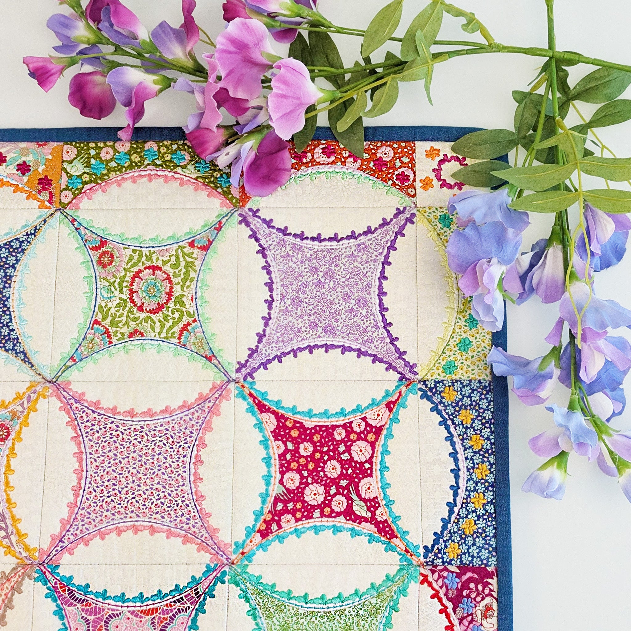 Designer Cathedral Windows Quilt In the hoop machine embroidery designs