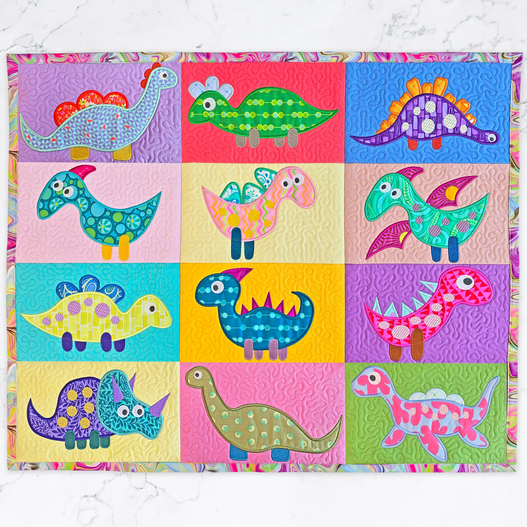 Dinosaur Quilt Add On Blocks In the hoop machine embroidery designs