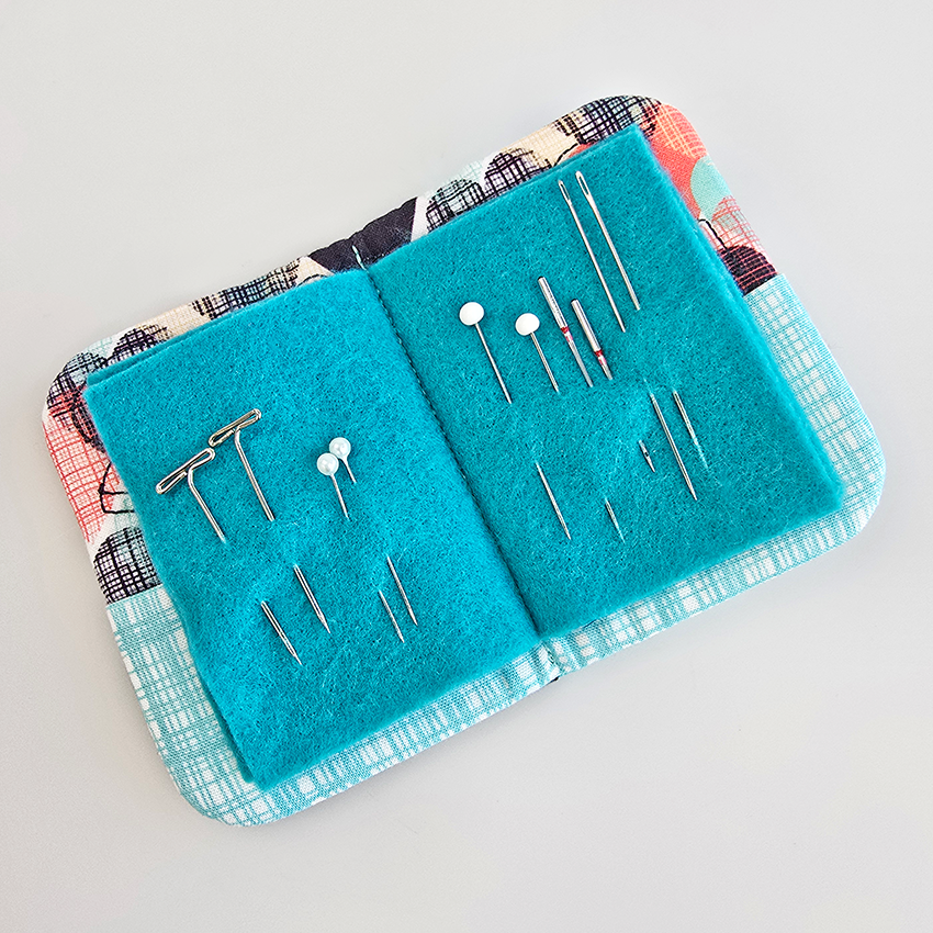 needle book open with felt pages