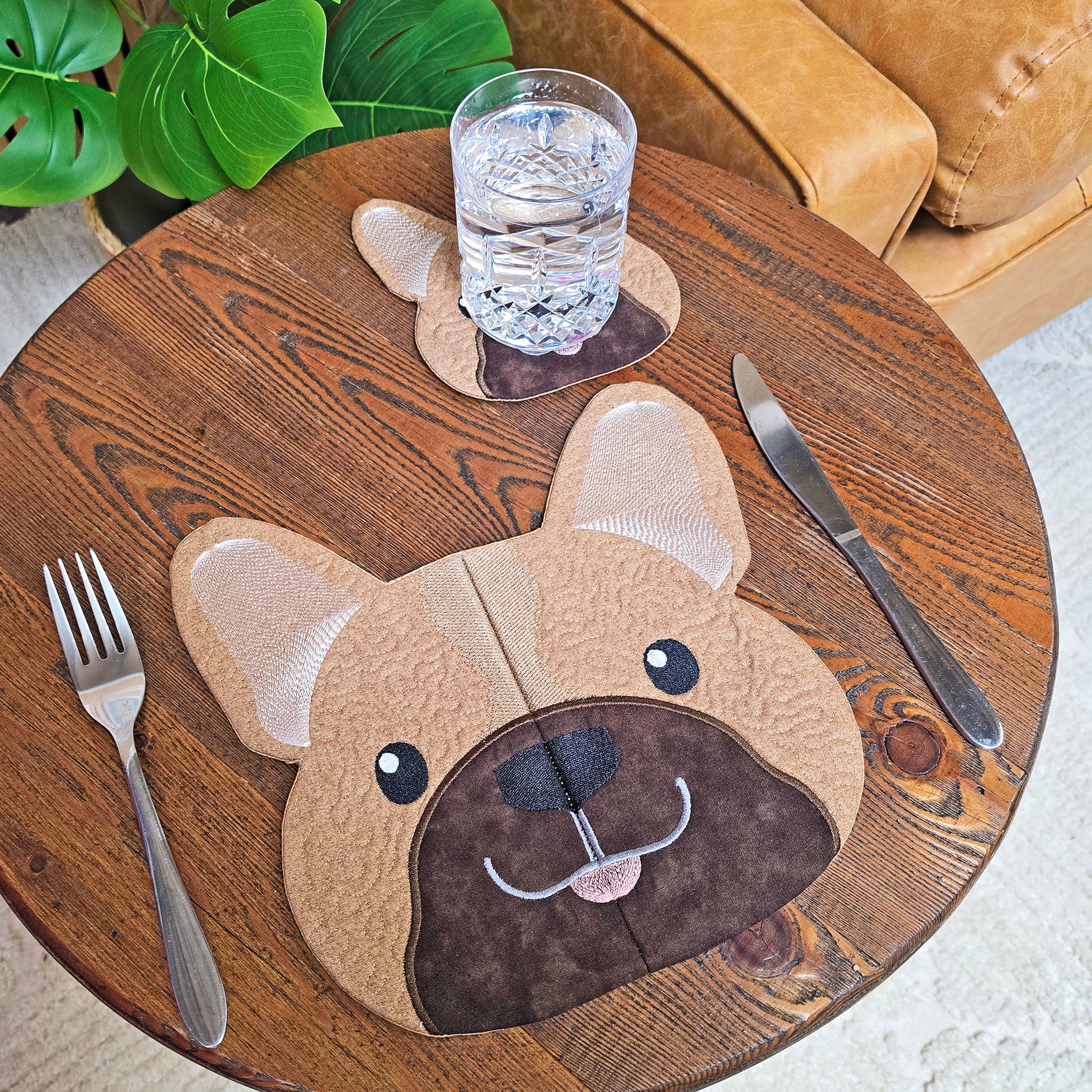 Dog Placemats In the hoop machine embroidery designs