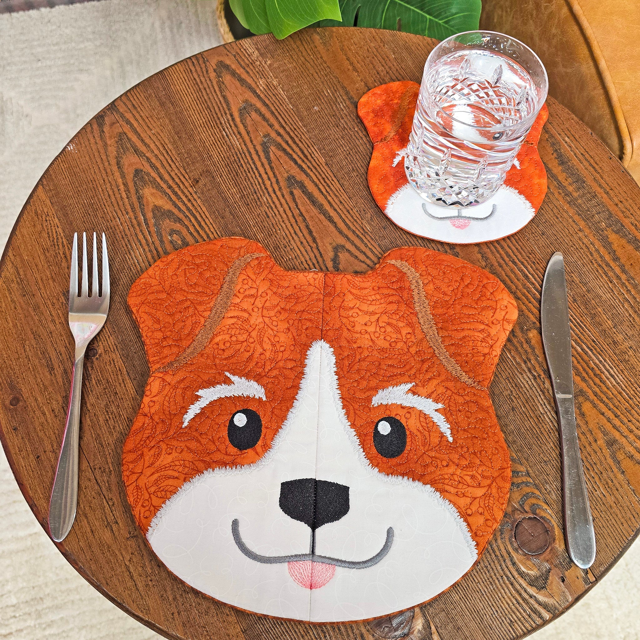 Dog Placemats In the hoop machine embroidery designs