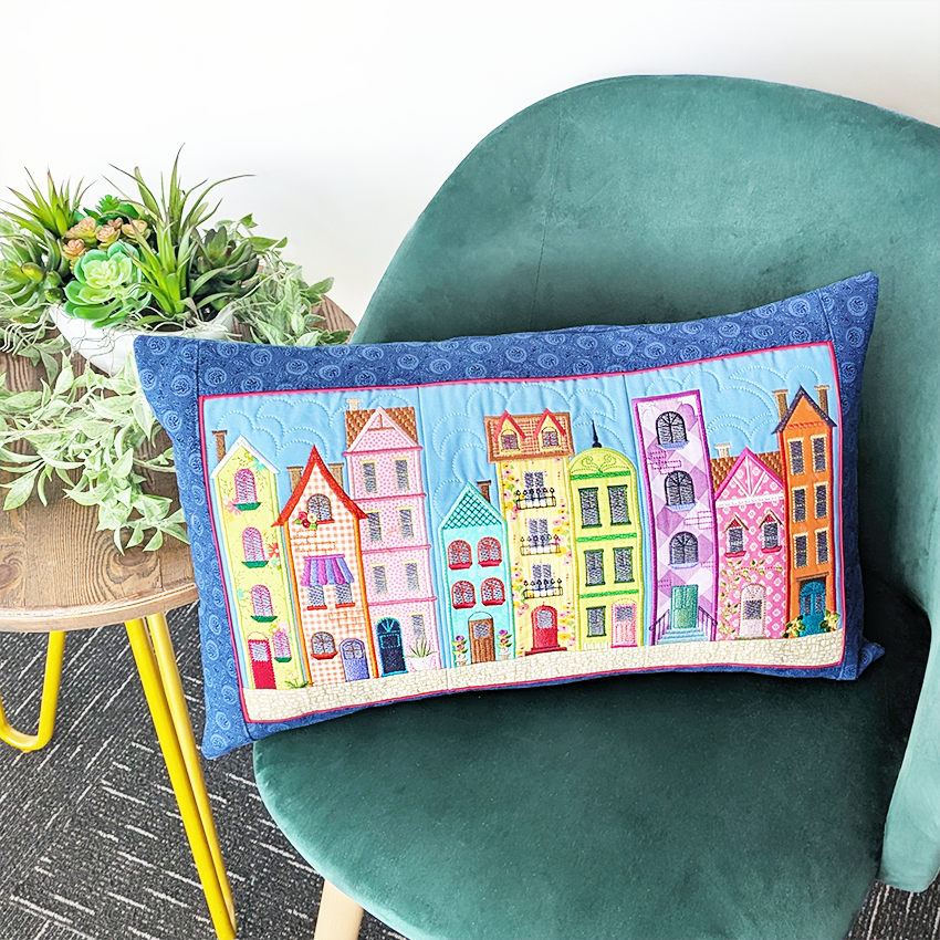 Downtown Throw Cushion In the hoop machine embroidery designs