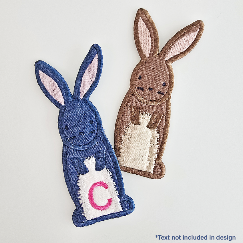 free standing bunny markers, one customised with letter