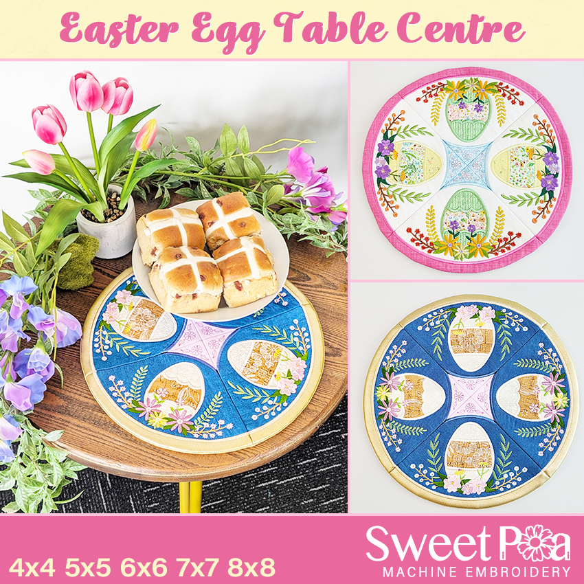 Easter Egg Table Centre In the hoop machine embroidery designs