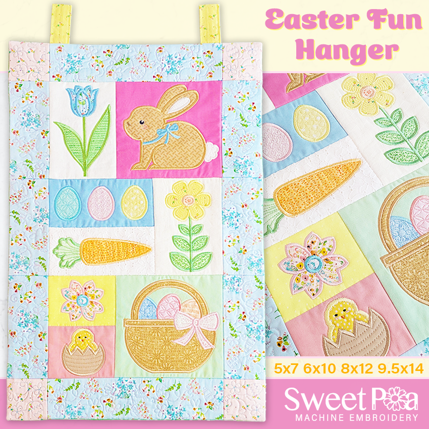 Easter Fun Hanger In the hoop machine embroidery designs