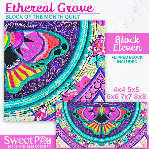 BOM Ethereal Grove Quilt - Block 11 - Sweet Pea In The Hoop Machine Embroidery Design