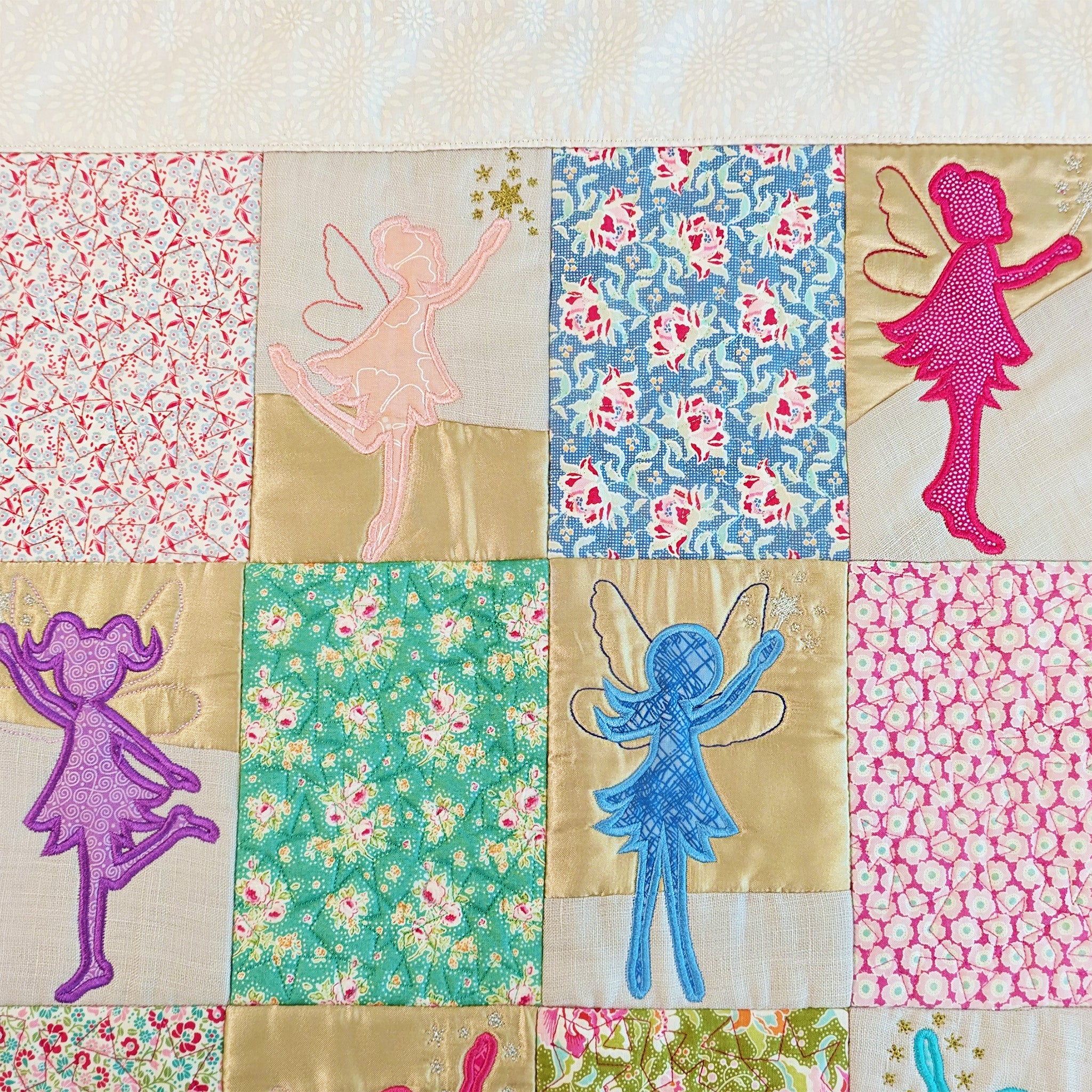 Fairy Silhouette Blocks and Quilt 5x7 6x10 In the hoop machine embroidery designs