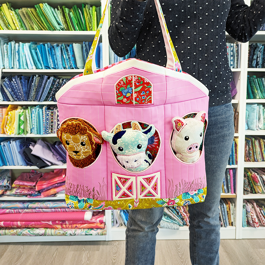 Farm Animal Pocket Bag In the hoop machine embroidery designs