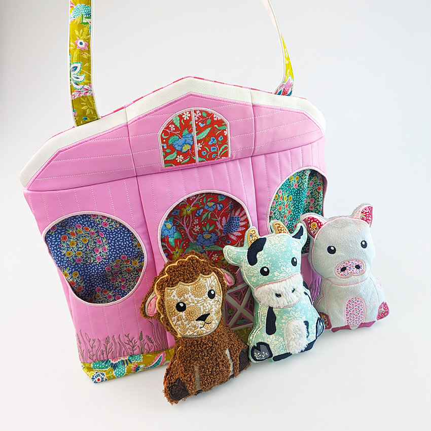 Farm Animal Pocket Bag In the hoop machine embroidery designs